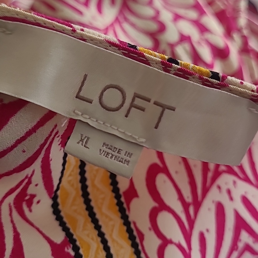 LOFT Pink and Yellow Patterned Sleeveless Dress - Picture 5 of 5